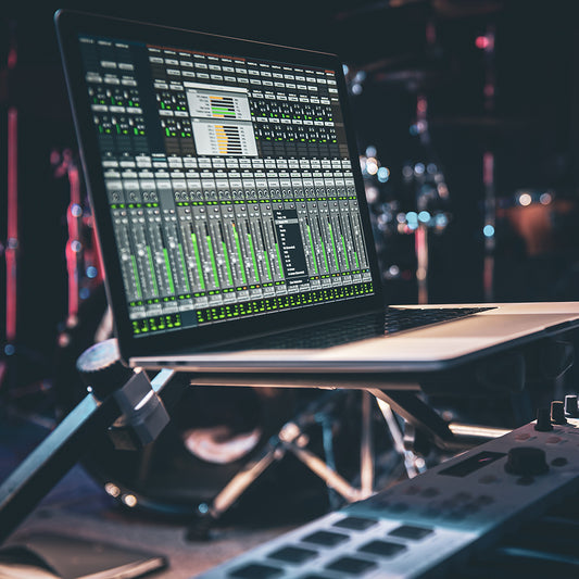laptop screen showing the interface of a music program