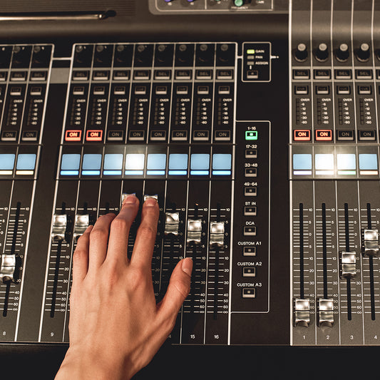 professional sound control close up view of male