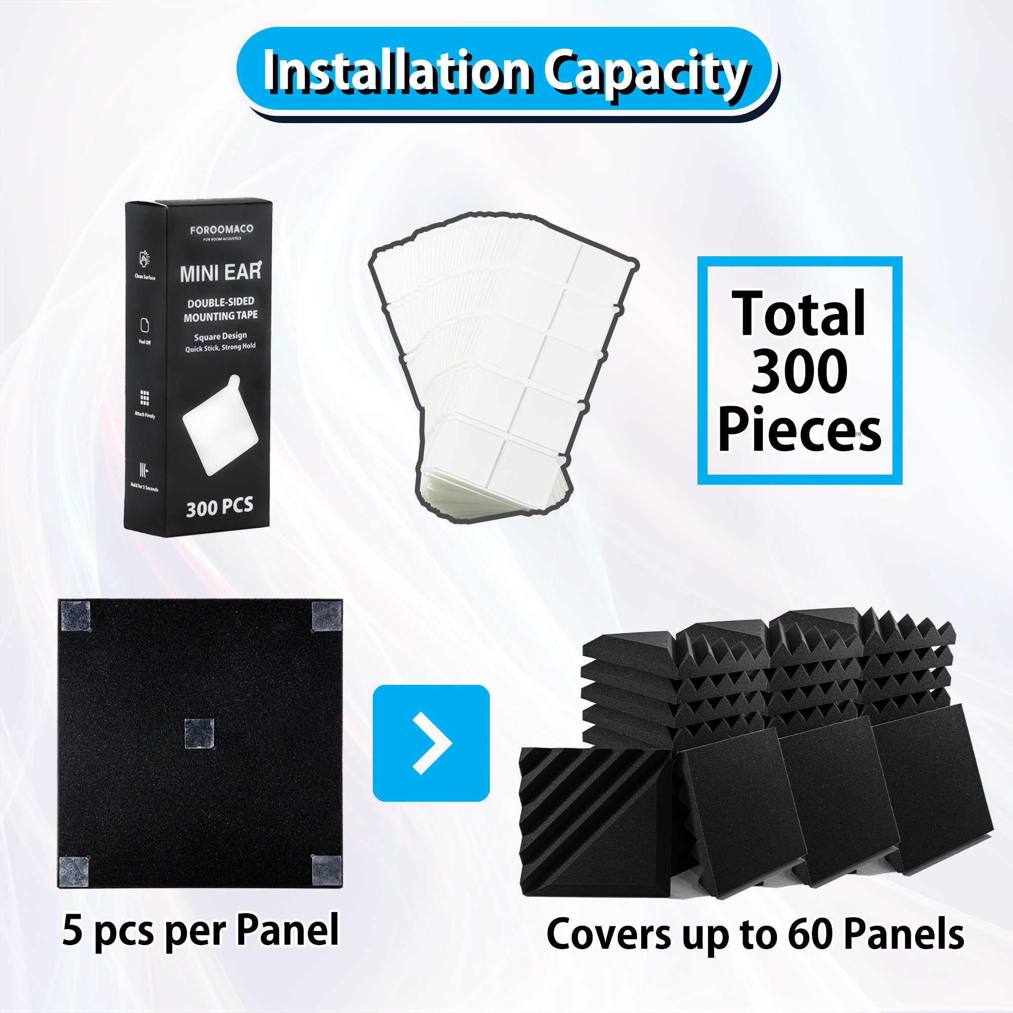 Mini Ear Double SIded adhesive tape for acoustic panels installation capacity Mini Ear Double SIded adhesive tape for acoustic panels installation capacity