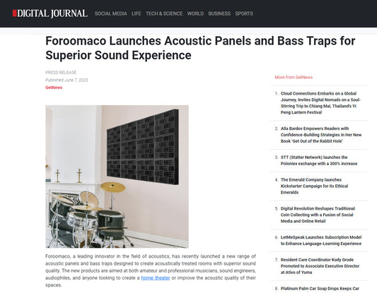 Foroomaco Launches Acoustic Panels and Bass Traps for Superior Sound Experience