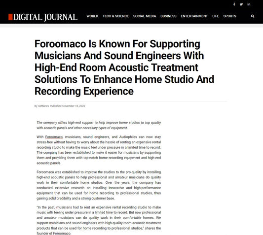 Foroomaco Is Known For Supporting Musicians And Sound Engineers With High-End Room Acoustic Treatment Solutions To Enhance Home Studio And Recording Experience