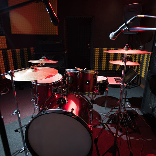 drum set in record studio blog