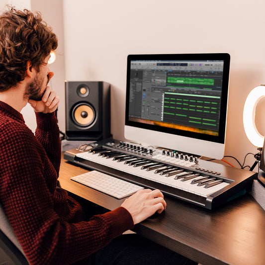 music producer working at home music studio