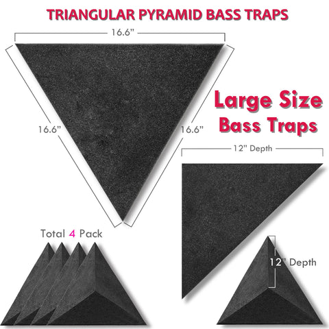 Foroomaco triangular pyramid bass trap dimensionds detail