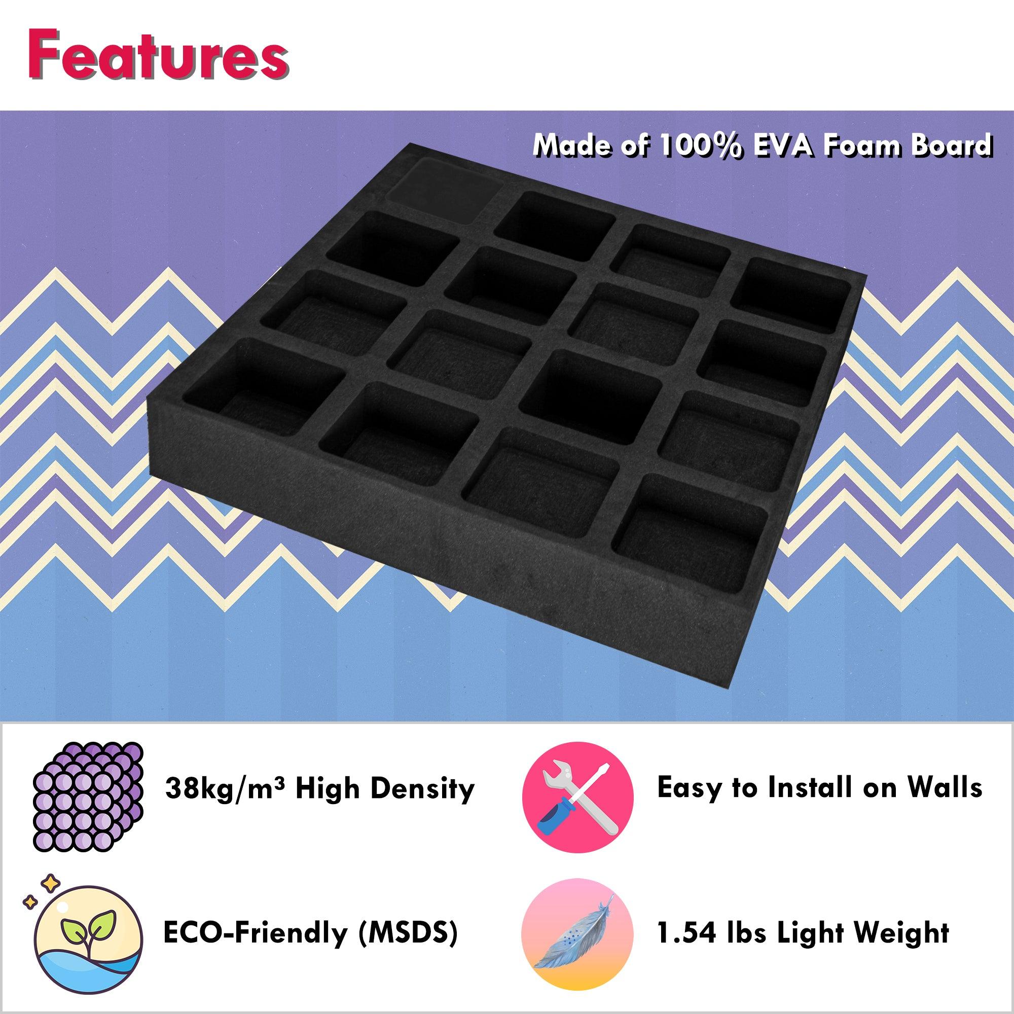 Foaming Diffusers Foroomaco Waffle Diffuser Black EVA Foam Board Acoustic Diffuser ...