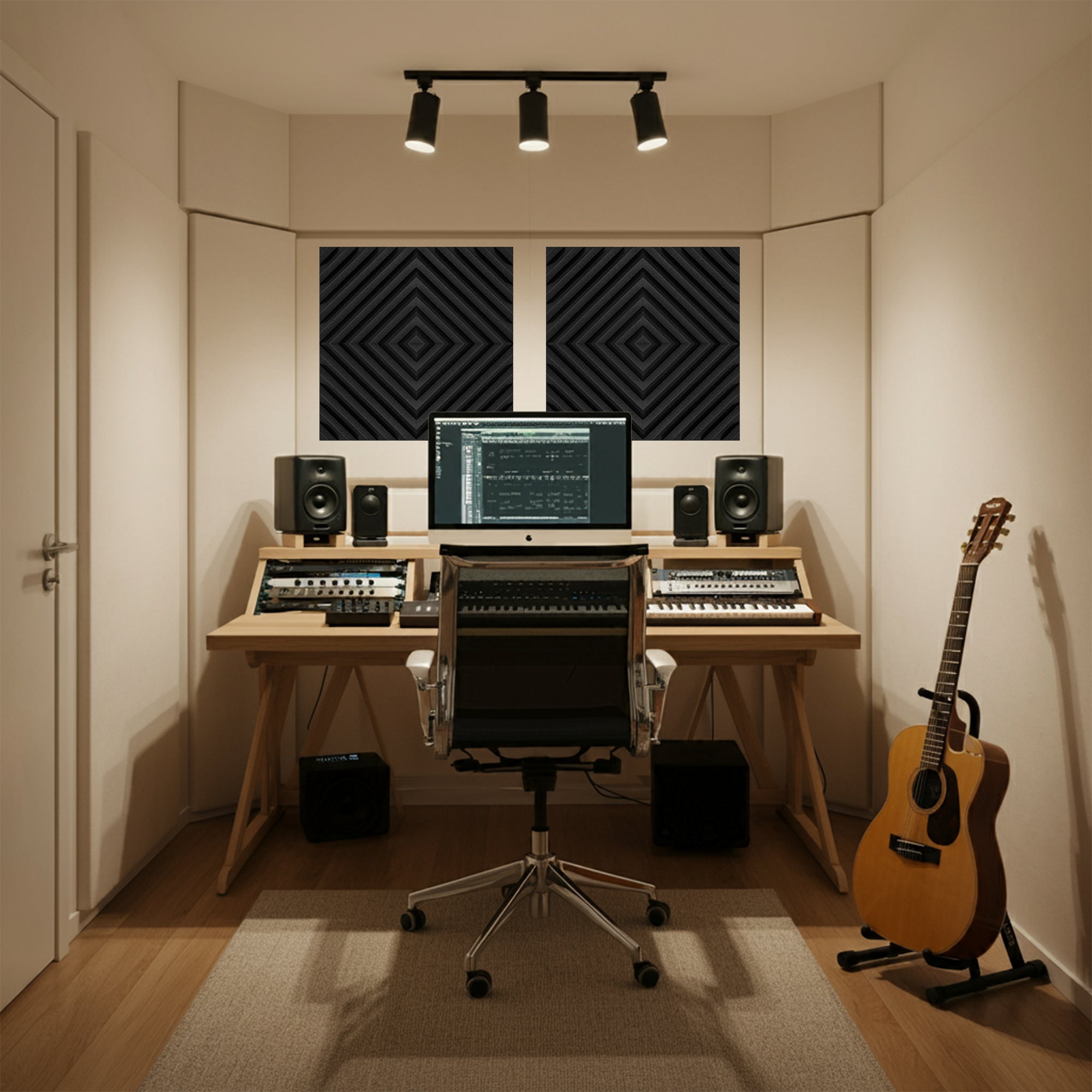 Foroomaco Slash Style acoustic foam panels installed in studio