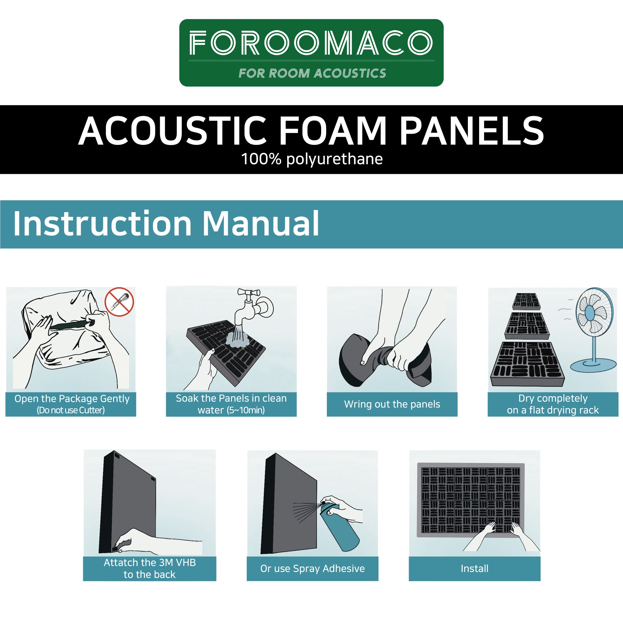 Foroomaco Acoustic Foam Panels Instruction Manual